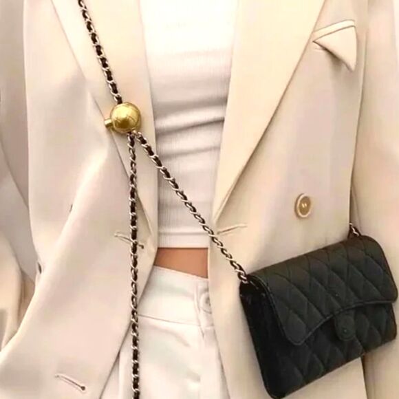 Adjustable Black and Gold Bag Chain - 48" - Picture 2 of 3